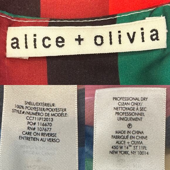 Alice + Olivia Dyanna Rainbow Multicolor Stripe Wrap Blouse Vibrant Pride Chic - Picture 9 of 10